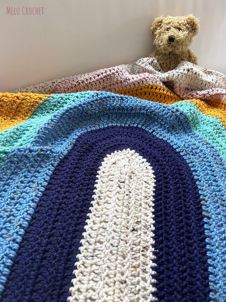Plainbow Blanket pattern by Melu Crochet Baby Afghan comforter and throw for unisex/boy/girl or home image 3