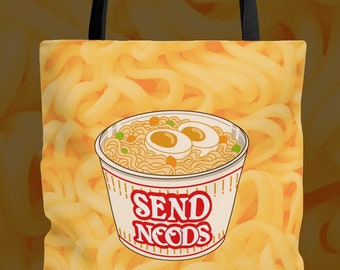 Send Noods - Ramen Large Reusable Tote Bag 18"x18"