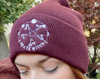 Skate Witch - Embroidered Knit Beanie Hat