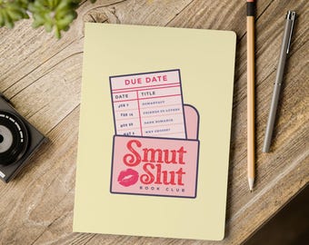Smut Slut Book Club Reading Journal, Funny Book Tracker Notebook for Romance Readers, Spicy Book Lover TBR Journal