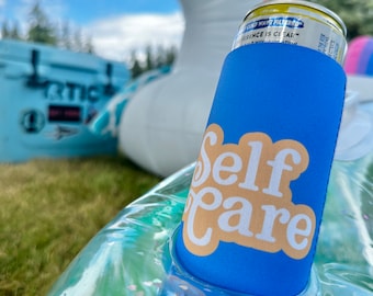 Self Care Slim Can Cooler: Periwinkle Blue Neoprene Cozie