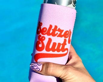 Seltzer Slut slim can cooler | lavender can cozie for 12oz skinny cans | perfect fit for hard seltzers