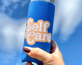 Self Care Slim Can Cooler: Periwinkle Blue Neoprene Cozie
