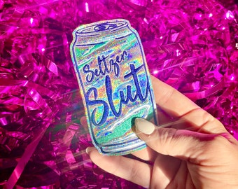 Vinyl hologram iron on patch - Seltzer Slut - 4”x2”