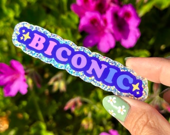 BICONIC * glitter hologram 3.65” vinyl weatherproof sticker