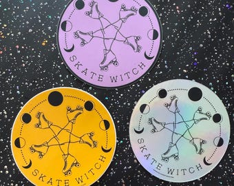 Skate Witch Sticker - multiple color options - weatherproof vinyl 3"