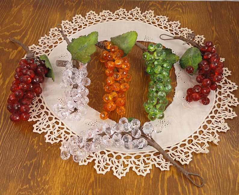Grape Design Frame CHOICE: Retro 1960's Acrylic Plastic Lucite Hanging Grape Cluster Bunch ...