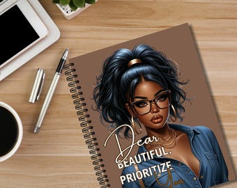 Printable Planner Cover, Notebook Cover | Empowering African American Woman Journal Cover | Instant Download| PNG File|8.5x11 cover