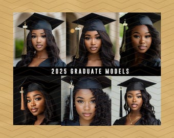 AI Black Graduation Stock Photos | Black Graduate PNGs | African American Grad Images | Digital Download for Flyers & Invitations