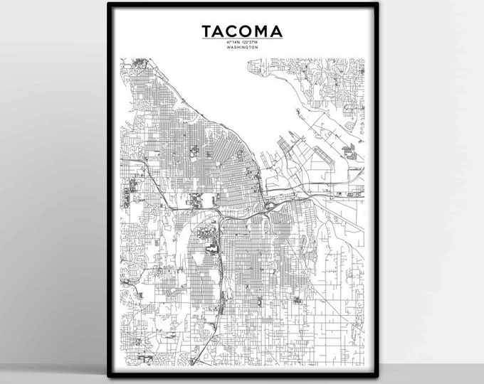 TACOMA City Map TACOMA Map Print TACOMA Map Download Map of - Etsy
