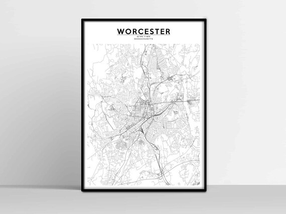WORCESTER City Map MASSACHUSETTS Map Print USA Us Map | Etsy