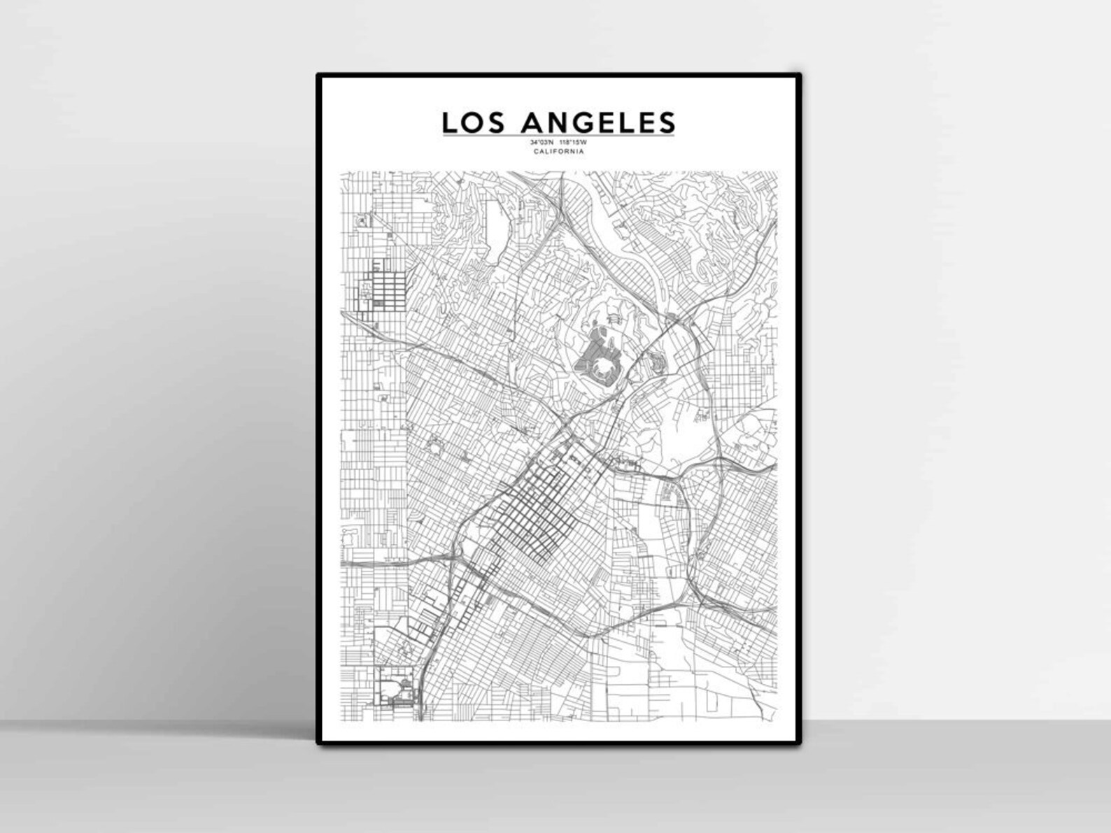 Los Angeles City Map Los Angeles Map Print Los Angeles Map Etsy
