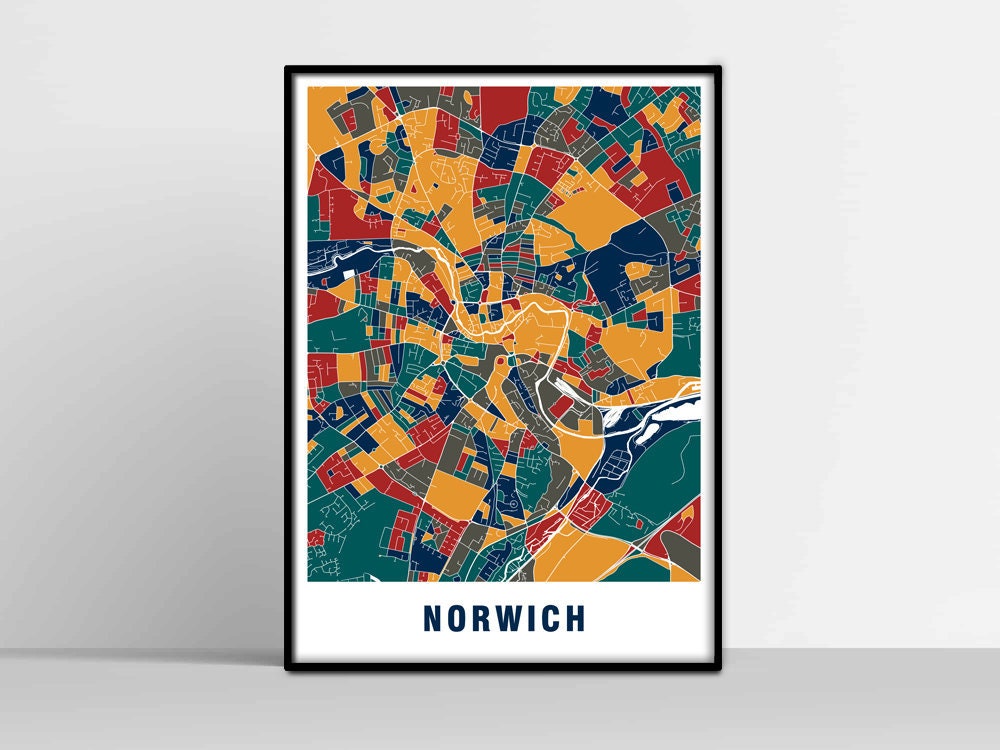NORWICH City Map NORWICH map print NORWICH map download Map | Etsy