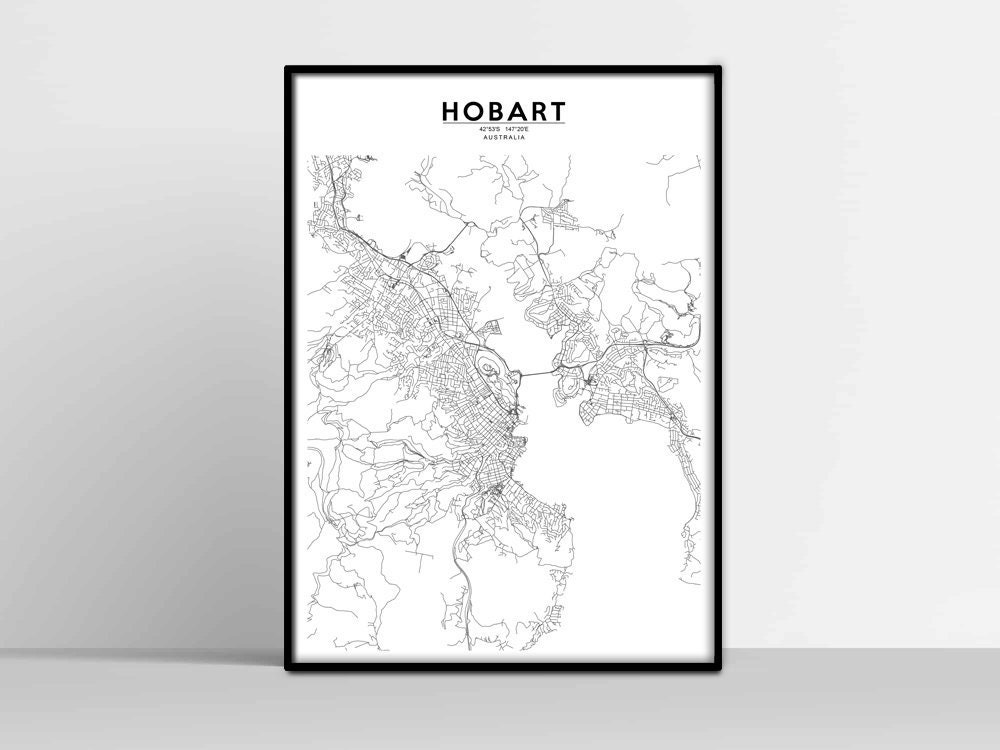 Prints Home & Living Map of Hobart HOBART City Map Hobart printable