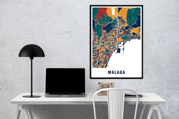 INSTANT DOWNLOAD Malaga Spain City Map Printable Digital Print Files ...