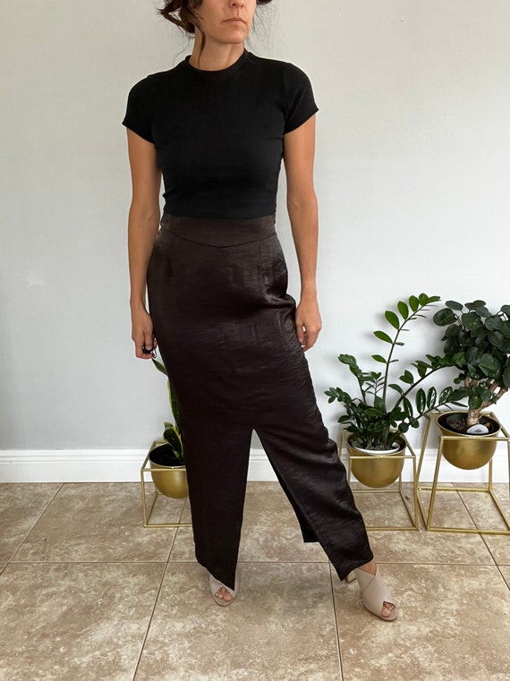 Vintage 90s Cignal long black skirt with slits in… - image 2