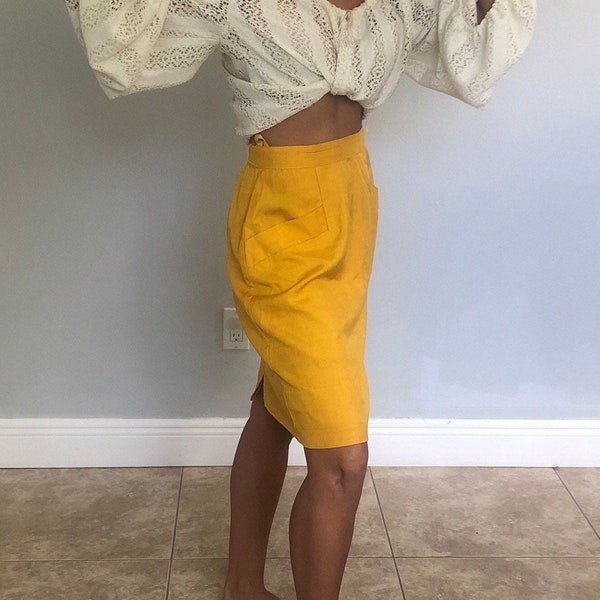 Vintage Charles Glueck for Java 1980 Goldenrod yellow skirt unlined