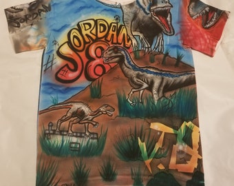 Dinosaur airbrushed Children's birthday t-shirts