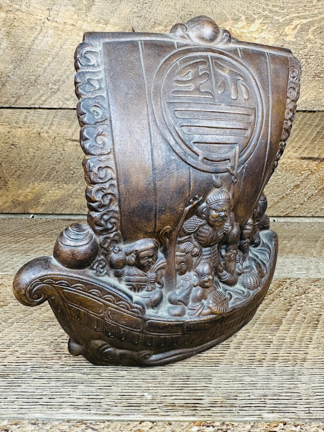 Vintage Ceramic Japaese 7 Lucky Gods Figurine Etsy