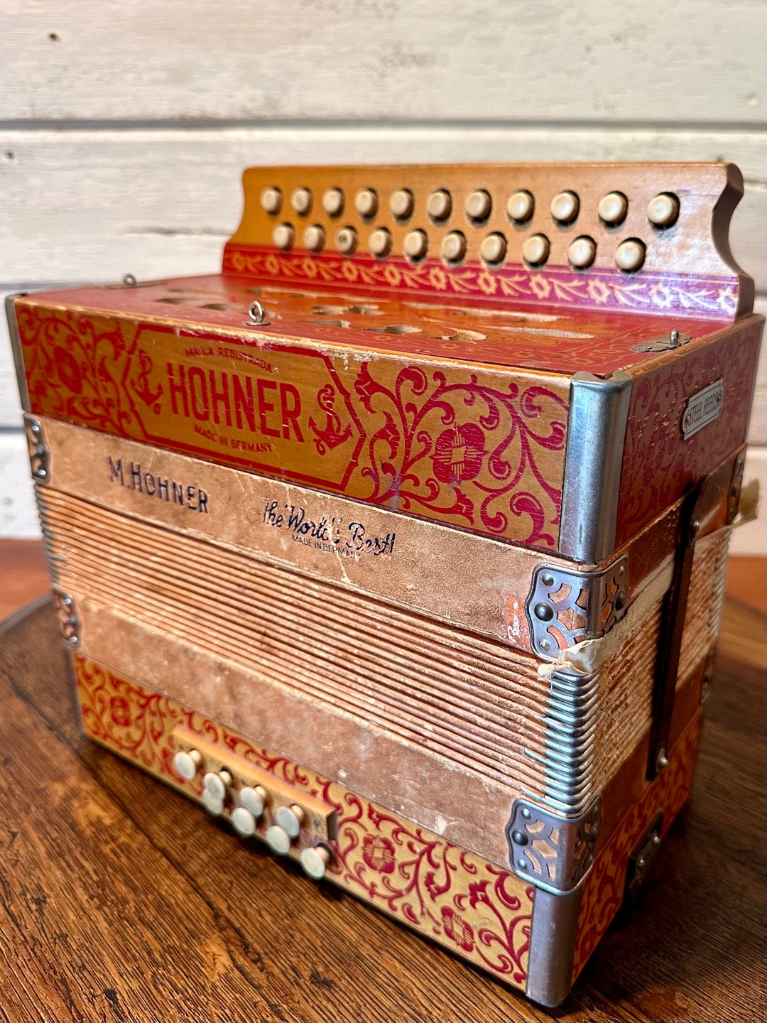 Vintage Hohner Accordion: German-made Diatonic Folk