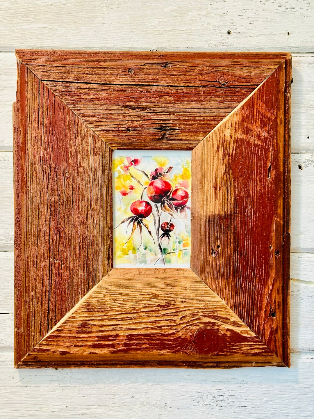 Custom Upcycled Rustic Barnwood Frame distressed Red Color & Print ...