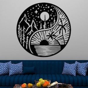 Yin & Yang Metal Art / Day and Night Metal Art / Metal Wall Art / Yin Yang Sign / Outdoor Home Decor / Custom Wall Art Decor