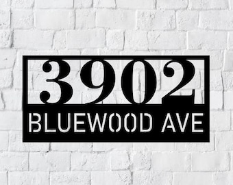 Metal House Number Sign | Modern Address Sign | Modern Address | Art Decor Address Sign | Metal Address Sign | Address Plaque