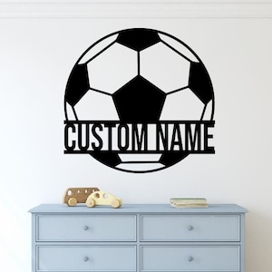 Panneau Soccer Metal personnalisé | Panneau Soccer Metal |  Panneau Métal Football Enfants | Panneau de football personnalisé | Décoration de maison de plaque de soccer personnalisée