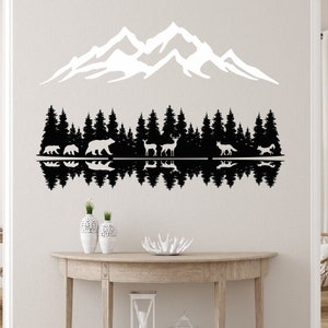 Mountain and Forest Silhouette Metal Wall Art / Mountain Metal Sign / Mountain Wall Decor / Farmhouse Home Decor / Metal Wall Hanging / Gift