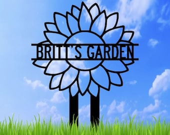 Personalized Flower Garden Stake Metal Sign | Garden Stake Metal Sign | Garden Sign | Custom Garden Sign | Garden Name Metal Sign