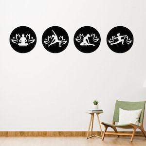 Four Piece Yoga Metal Sign / Namaste Metal Wall Decor / Yoga Signs / Home Decor / Yoga Studio Decor Wall Art