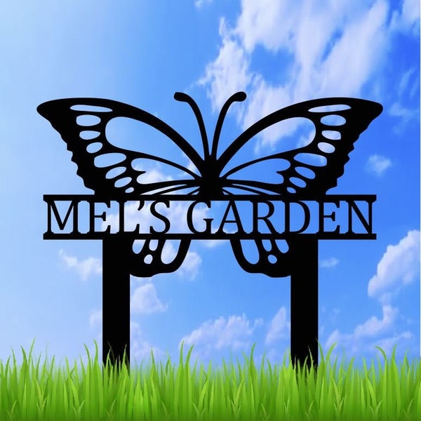 Personalized Butterfly Garden Stake Metal Sign | Garden Stake Metal Sign | Garden Sign | Custom Garden Sign | Garden Name Metal Sign
