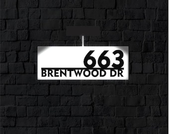 Solar LED Metal House Number Sign | Address Sign | Modern Address | Light up Address Sign | Metal Address | Address Numbers | Address Plaque