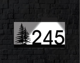 Solar LED Metal House Number Sign | Address Sign | Modern Address | Light up Address Sign | Metal Address | Address Numbers | Address Plaque
