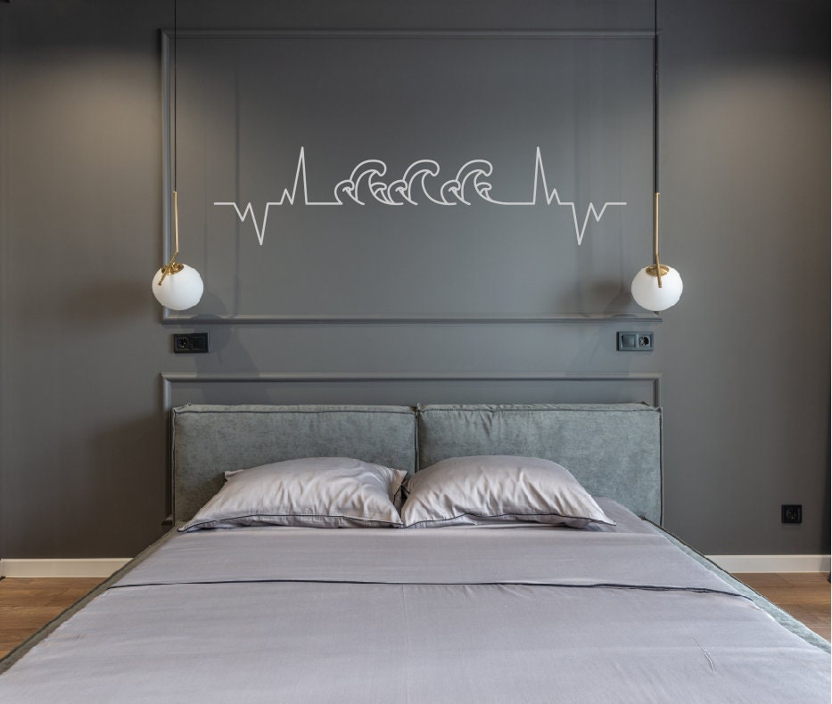 Modern Wave Metal Art / Metal Wave Heartbeat Decor / Modern Bedroom ...