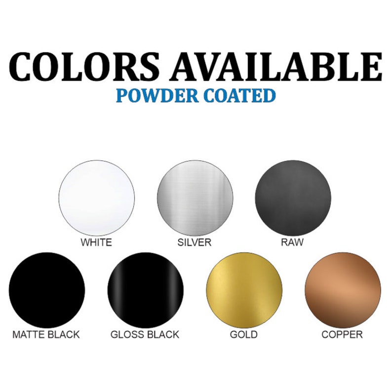 Pode incluir: Op&ccedil;&otilde;es de cor com revestimento em p&oacute; para um produto met&aacute;lico. As cores incluem branco, prata, cru, preto fosco, preto brilhante, ouro e cobre.