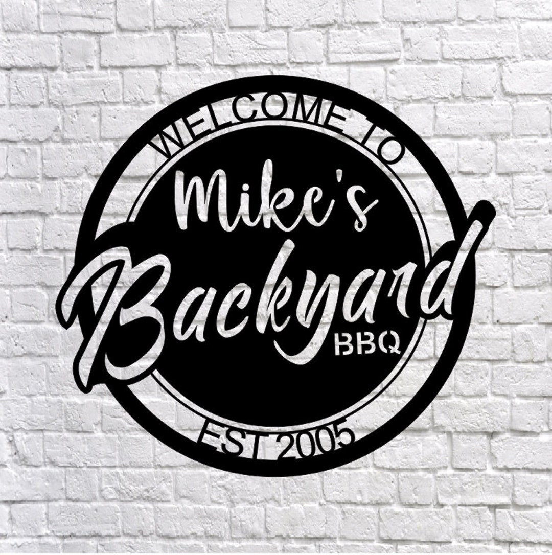 Personalized Backyard BBQ Metal Sign / Outdoor Wall Decor / Metal Wall