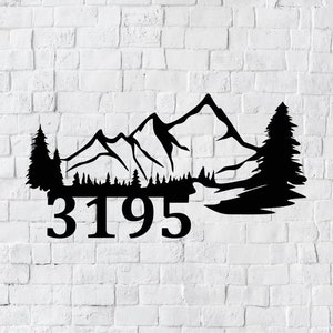 Metal Mountain House Number Sign | Mountain Address Sign | Modern Address | Art Decor Address Sign | Metal Address Sign | Address Plaque