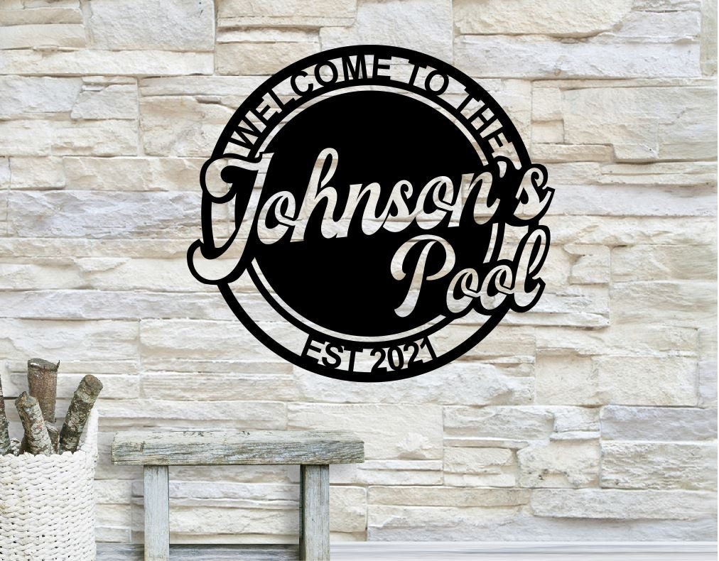 Personalized Backyard Pool Metal Sign / Outdoor Wall Decor / Metal Wall ...