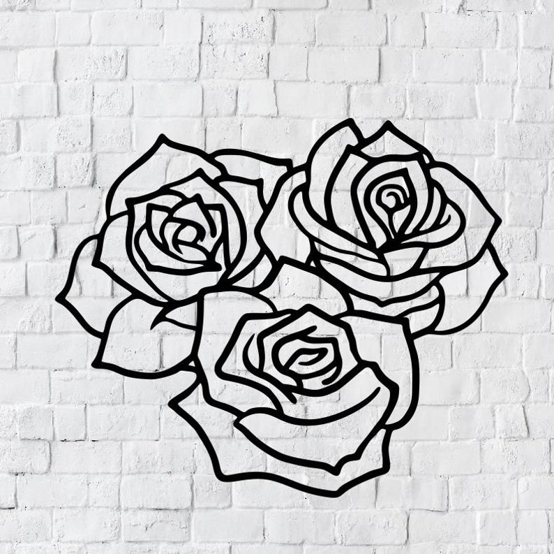 Three Roses Metal Sign / Rose Metal Wall Decor / Flower Wall | Etsy