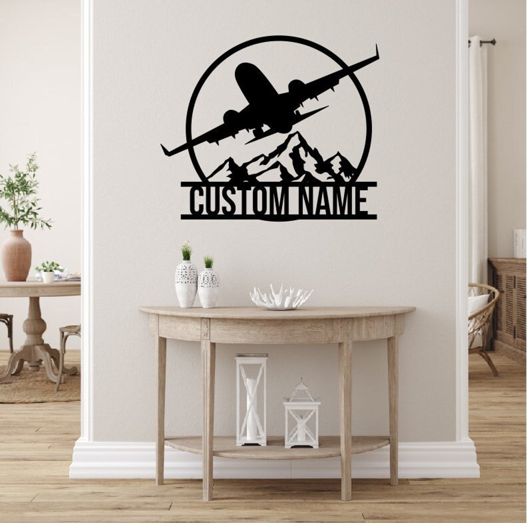 Custom Airplane Name Metal Sign / Personalized Plane Wall Decor / Metal ...