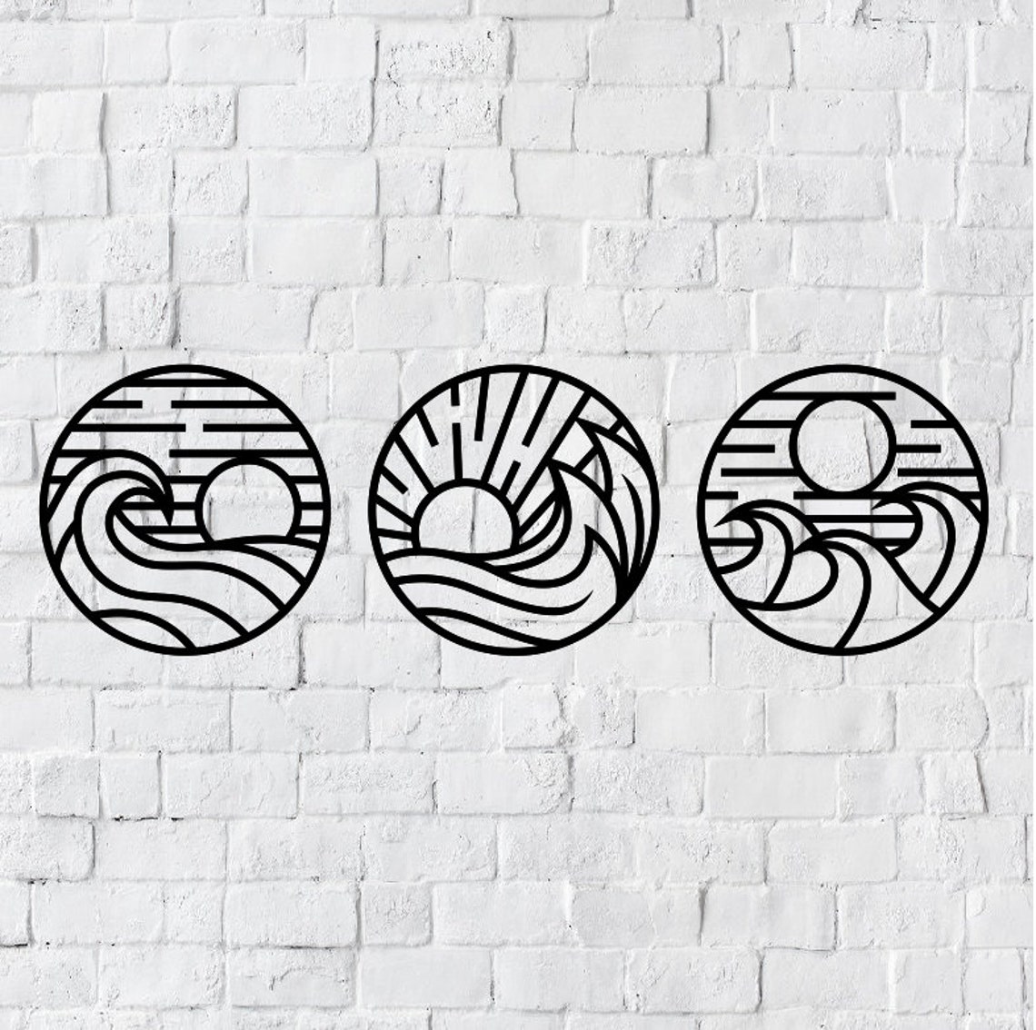 Three Piece Metal Wall Art Waves / Metal Wall Art / 3 Piece Etsy