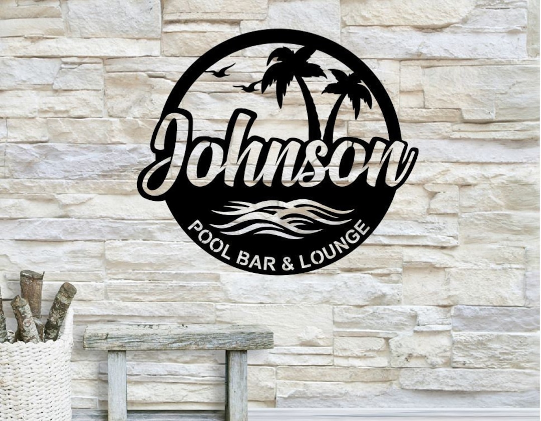 Personalized Backyard Pool Family Name Metal Sign / Outdoor Wall Decor ...