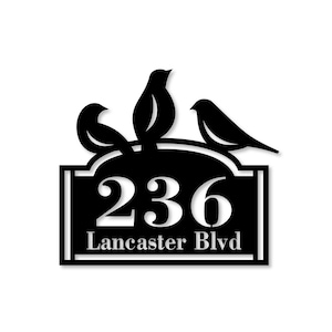 Birds Metal House Number Sign | Steel Address Sign | Modern Address | Art Decor Address Sign | Address Numbers | Address Plaque