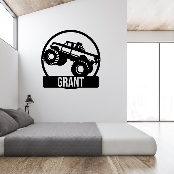 Kids Room Monster Truck Metal Sign / Boys Wall Decor / Boys Room Metal Wall Decor / Monstertruck Decor / Personalized Bedroom Decor