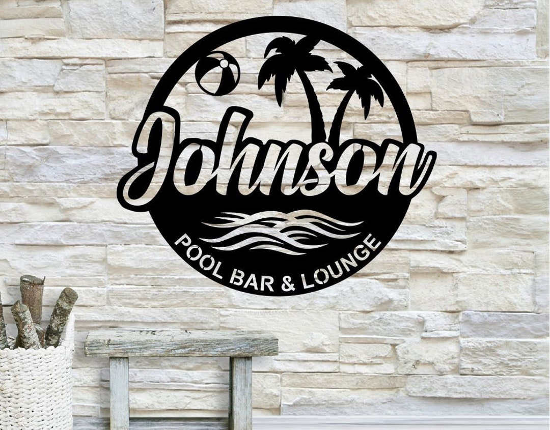 Personalized Backyard Pool Family Name Metal Sign / Outdoor Wall Decor ...