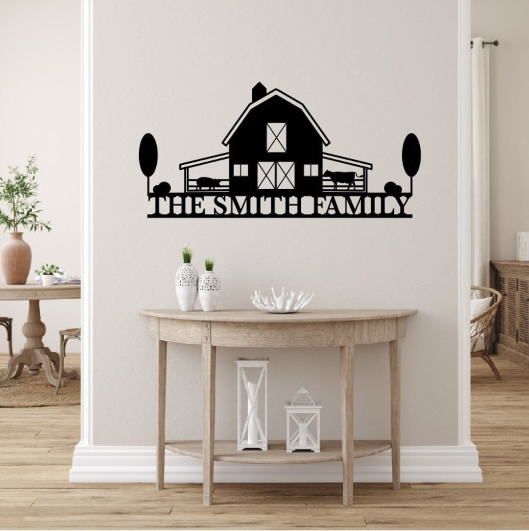 Personalized Metal Farmhouse Monogram Sign | Custom Family Name Sign ...