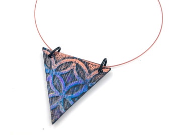 Purple Minimalist Triangle Choker Necklace | Modern Jewelry | Minimalist Necklace | Delicate Necklace | Dainty Necklace | Triangle Necklace