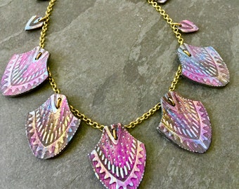 Paarse Art Deco Statement Ketting | Art Deco Ketting | Art Deco Sieraden | Paarse Ketting | Unieke Ketting | Ketting voor vrouw |