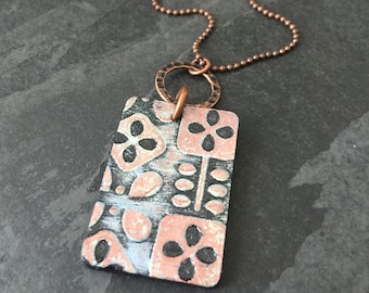 Boho Copper Paper Necklace / Paper Jewelry Paper Pendant Copper Necklace Long Necklace Boho Necklace Statement Necklace Hand Painted Paper